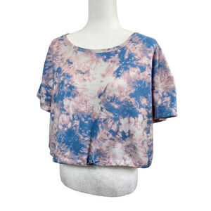 Zoe + Phoebe Pink and Blue Tie Dye Barbie Style Beach 80's Tee Shirt XL